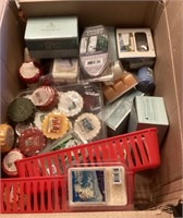 Box of candles and scented wax