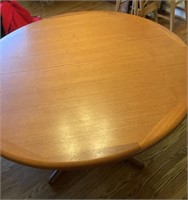 48" round wood dining table + 2 leaves