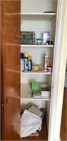 Contents of closet with cleaners, etc.