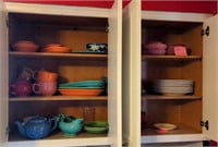 Cabinet full of Fiesta & Homer Laughlin dishware