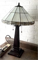 Table lamp with plastic shade