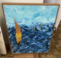 Abstract sailboat painting