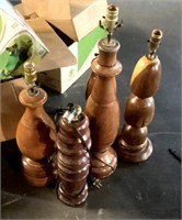 Collection of turned wood table lamps