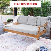 Robin Teak Outdoor Swing Daybed  Oyster Cushion