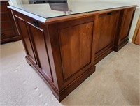 Executive Desk with Glass Top & Full File Cabinet