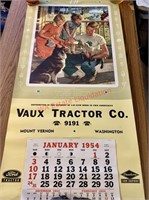 1954 4-H Vaux Tractor Co. Calendar Wall Hanging
