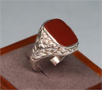 1920's Men's Carnelian (.835) Silver Signet Ring