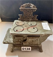 Antique Eagle Cast Iron Miniature Stove (back