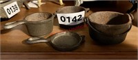 Miniature Cast Iron Pots and Pans (back room)