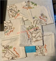 Vintage Embroidered Days of the Week Towels (back