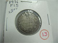 1936 CDN 25 CENT COIN