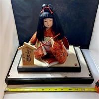 Asian Porcelain Doll on Wooden Stand (back room)