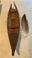 22 Inch Wooden Canoe - Needs Repair (back room)