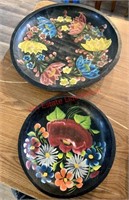 2 Hand Painted Wood Bowls (back room)
