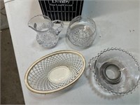 Hand cut lead crystal & lattice basket