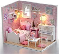 NEW DIY LED Mini Dollhouse Kit w/Furniture