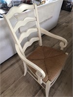 2 Ivory and Rattan Captains Chairs (living