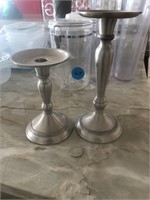 2 Silver color Plated Candlestick Holders tallest