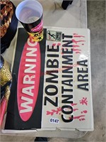 Zombie Containment Area Sign and more