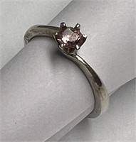 .925 Silver Ring Size 4 w/Pink Stone