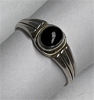 Size 5 3/4 Silver Ring Marked .925 w/Black Stone