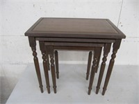 MID-CENTURY LEATHER INLAY NESTING TABLES