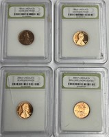 Lot of Four Assorted Slabbed Pennies