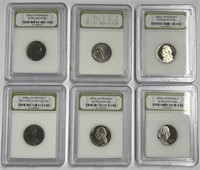 Lot of Six Gem Proof/Brilliant Uncirculated Nickel