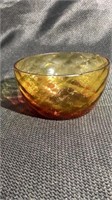 Antique Diamond Quilted Amberina Glass Bowl
