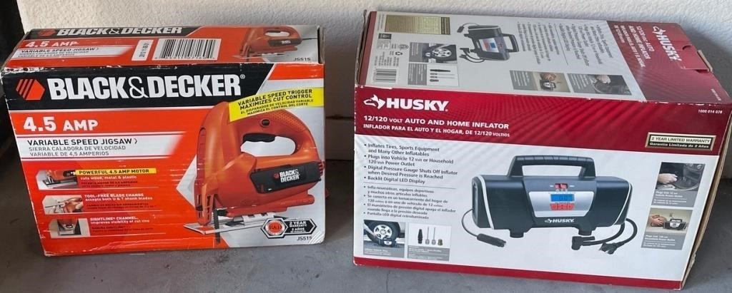 F - BLACK AND DECKER JIGSAW /HUSKY TIRE PUMP