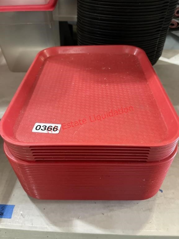 Large lot of red commercial serving trays