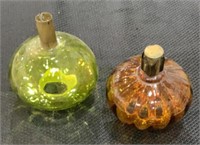 Lot of 2 Rare Antique Colored Glass Peg Lamps
