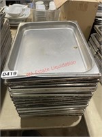 Large lot of long commercial chafer pans
