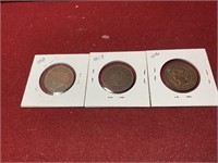 (3) MIX DATE CANADA LARGE CENTS 1858 KEY / 59 / 76