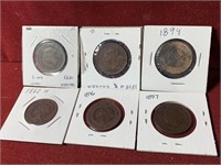 (6) MIX DATE CANADA LARGE CENTS