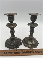 Vintage pair of brass candlestick holders
