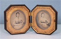 (2) Sixth Plate Ambrotypes in Gutta Percha Case