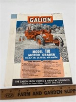 Vintage Galion model 118 motor grader brochure