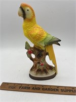 Vintage 11" Ceramic Green  Yellow  Parrot