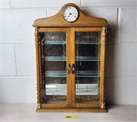 Quartz Clock Curio Cabinet W/ Glass Shelves
