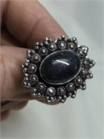 German Silver Blue Sun Stone Ring Size 9