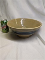 Vintage Stoneware Blue Stripe Mixing Bowl 11" dia