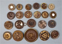 (22) Large Victorian Brass Picture Buttons