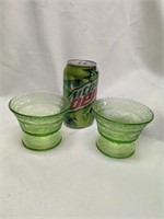2 Uranium Glass Footed Sherbets