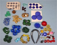 (18) Antique Colored Glass Button Sets