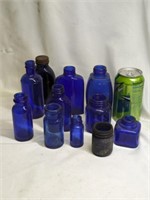 Vintage Cobalt Blue Bottles tallest 6"