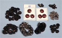 (9) Sets of Victorian Jet Black Glass Buttons