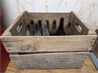 Crate w/ Vintage Bottles incl. Elkins Brewery Co.