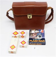 Vintage Polaroid SX-70 Leather Case & Accessories