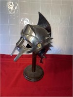 Medieval knight helmet and stand